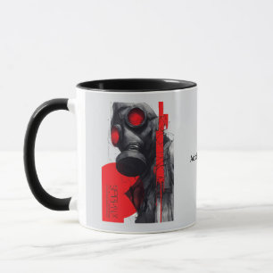 Gas Mask Trash Polka Rood Zwart Grunge Mok