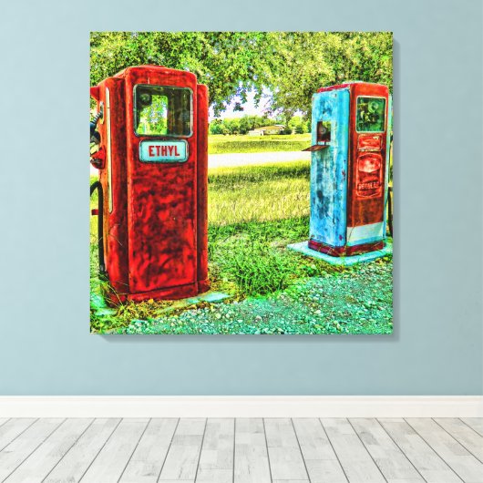  Gas Pomp Fotografie Canvas (Insitu (Houten vloer))