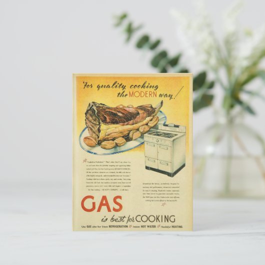  gasfornuis kookreclame briefkaart (Staand voorkant)