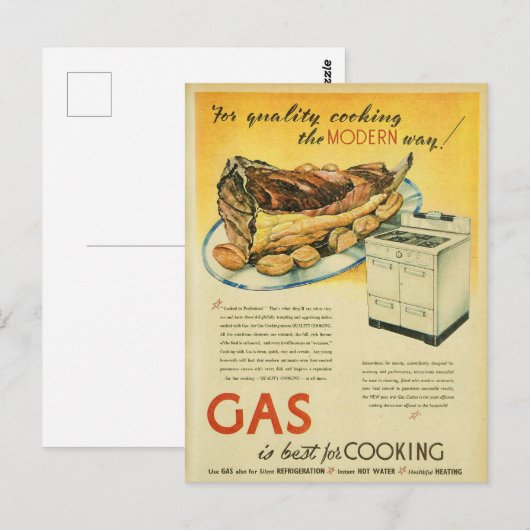  gasfornuis kookreclame briefkaart (Voorkant / Achterkant)