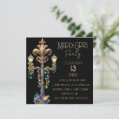 Gaslamp en kralen Mardi Gras Party Kaart (Staand voorkant)
