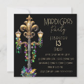 Gaslamp en kralen Mardi Gras Party Kaart (Voorkant)