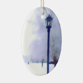 Gaslamp op sneeuwstraat keramisch ornament (Rechts)