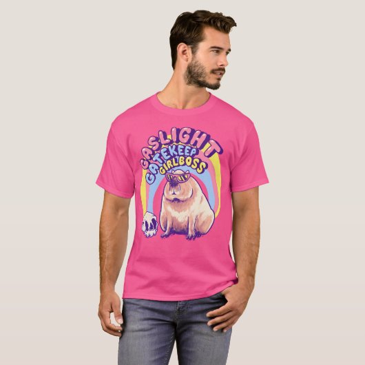 Gaslight Gatekeep Girlbaas - Cool Capybara Momcore T-shirt (Voorkant volledig)
