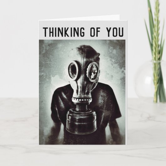 GASMASK DENK AAN JOU WELKOMSTKAARTEN KAART (Voorkant)