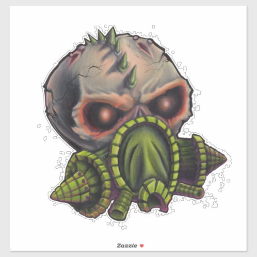 Gasmask Schedel II Sticker (Vel)