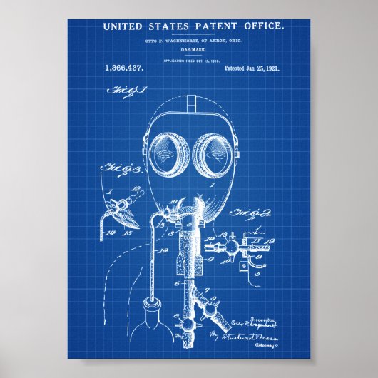 Gasmaskeerpatroon - blauwdruk poster (Voorkant)