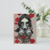 Gasmasker en Bloemen Briefkaart (Staand voorkant)