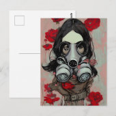 Gasmasker en Bloemen Briefkaart (Voorkant / Achterkant)