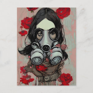 Gasmasker en Bloemen Briefkaart