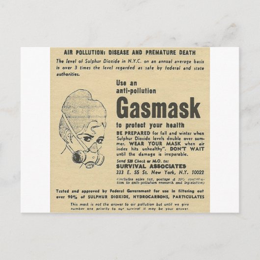 gasmasker en briefkaart (Voorkant)