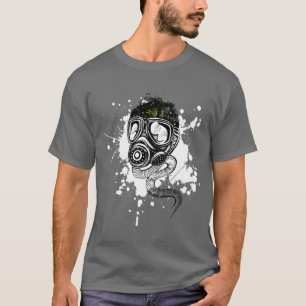 Gasmasker en Natuur op grijs T-shirt