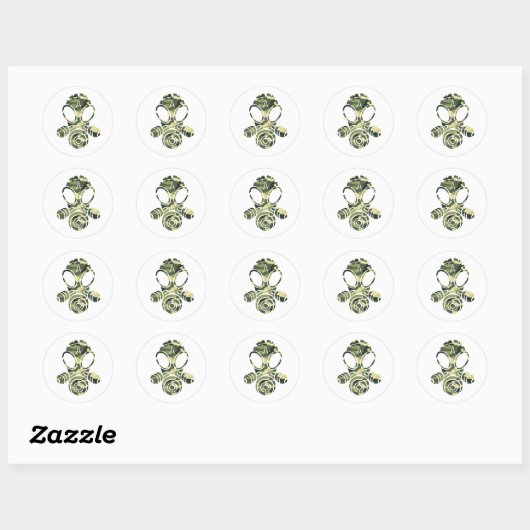 Gasmasker Green Camo Ronde Sticker (Vel)