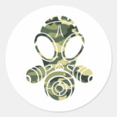 Gasmasker Green Camo Ronde Sticker (Voorkant)