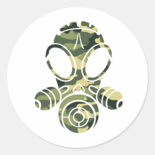 Gasmasker Green Camo Ronde Sticker