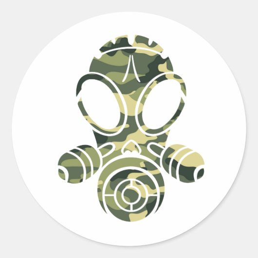 Gasmasker Green Camo Ronde Sticker (Voorkant)