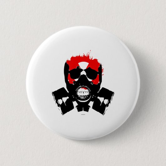 Gasmasker - Houtskoolweerstand - Radioactief symbo Ronde Button 5,7 Cm (Voorkant)