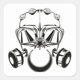 Gasmasker Resist Vierkante Sticker