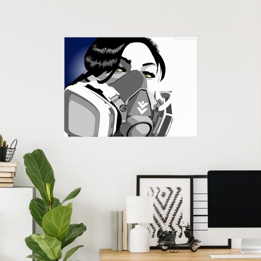 gasmaskermeisje poster (Thuiskantoor)
