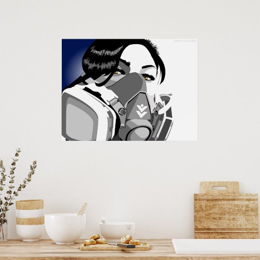 gasmaskermeisje poster (Keuken)