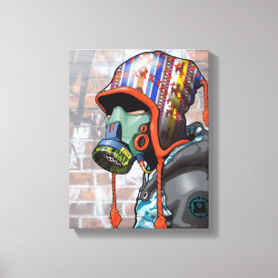 Gasmaskers Graffiti Guy Canvas Afdruk