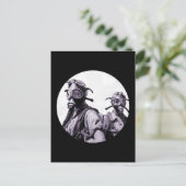 Gasmaskers in Paars Briefkaart (Staand voorkant)