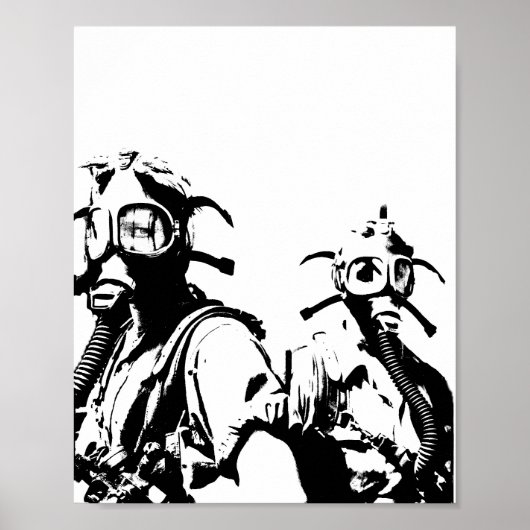 Gasmaskers in zwart poster (Voorkant)