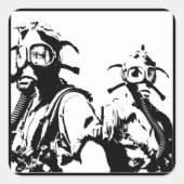 Gasmaskers in zwart vierkante sticker (Voorkant)