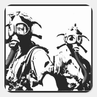 Gasmaskers in zwart vierkante sticker