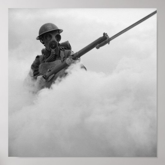 Gasmaskersoldaat met Bayonet Rifle - 1941 Poster (Voorkant)