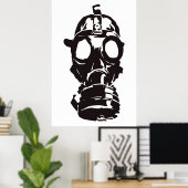 Gasmaskertekening,  illustratie. poster (Thuiskantoor)