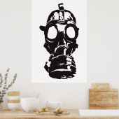 Gasmaskertekening,  illustratie. poster (Keuken)