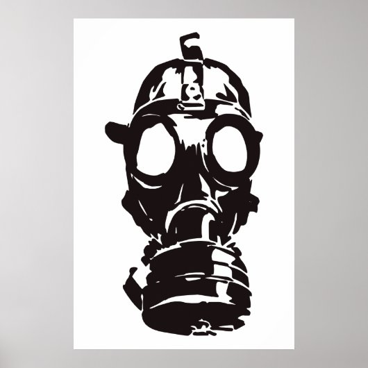 Gasmaskertekening,  illustratie. poster (Voorkant)