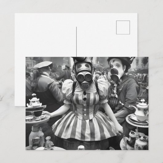 Gasmaskervrouw in het Briefkaart van de Tea Party (Voorkant / Achterkant)