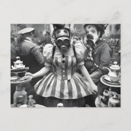 Gasmaskervrouw in het Briefkaart van de Tea Party