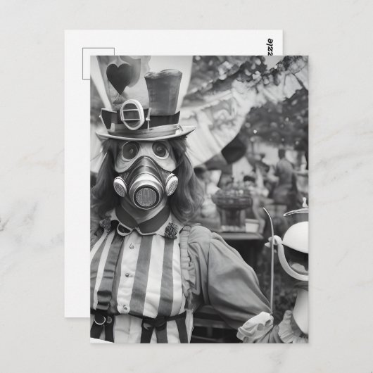 Gasmaskervrouw in het Briefkaart van de Tea Party (Voorkant / Achterkant)