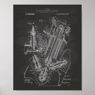 Gasmotorklep 1916-patentkarton poster