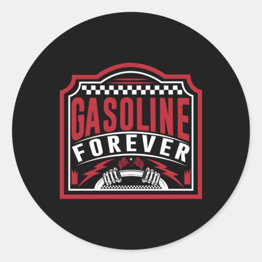 Gasoline Forever Gas Cars Ronde Sticker (Voorkant)