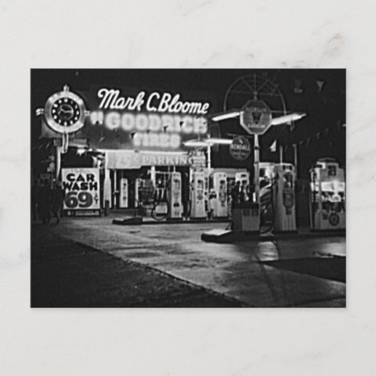 Gasoline Station Hollywood California  1942 Briefkaart (Voorkant)