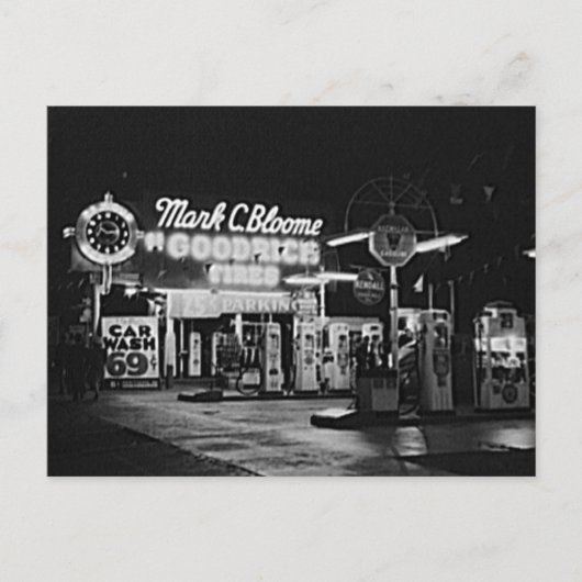 Gasoline Station Hollywood California 1942 Briefkaart (Voorkant)