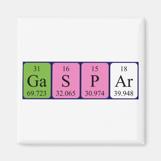 Gaspar periodieke table name magnet (Voorkant)