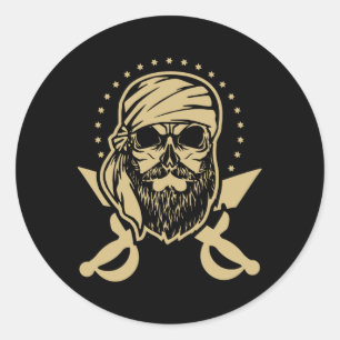 Gasparilla Caribbean Pirate Skull Ronde Sticker