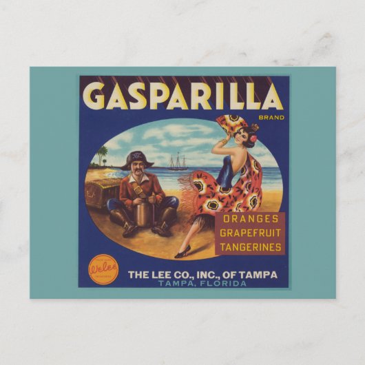  Gasparilla Florida Citrus Label Briefkaart (Voorkant)