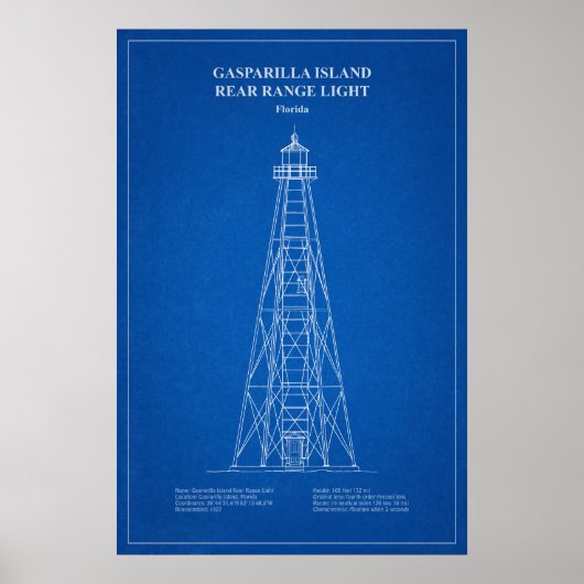 Gasparilla Island Rear Range Light - Florida - AD Poster (Voorkant)