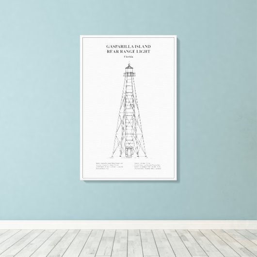 Gasparilla Island Rear Range Light - Florida - BD Canvas Afdruk (Insitu (Houten vloer))