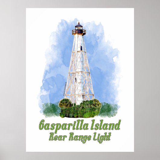 Gasparilla Island Rear Range Light - Florida Poster (Voorkant)