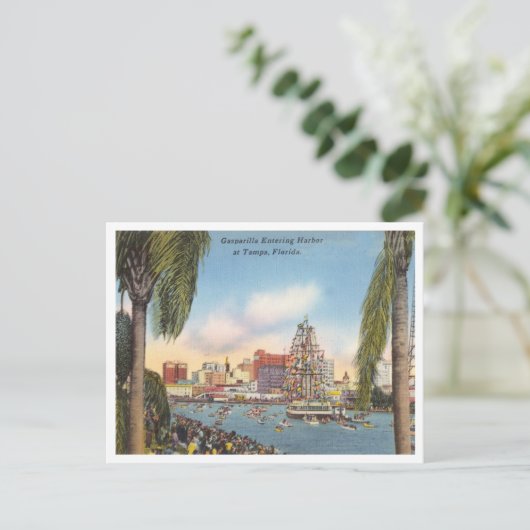 Gasparilla piratenschip dat de haven binnenvaart Briefkaart (Staand voorkant)