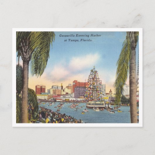 Gasparilla piratenschip dat de haven binnenvaart Briefkaart (Voorkant)