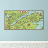 Gaspe Peninsula, Canada Map Canvas Afdruk (Insitu (Houten vloer))