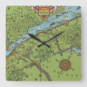 Gaspe Peninsula, Canada Map Vierkante Klok